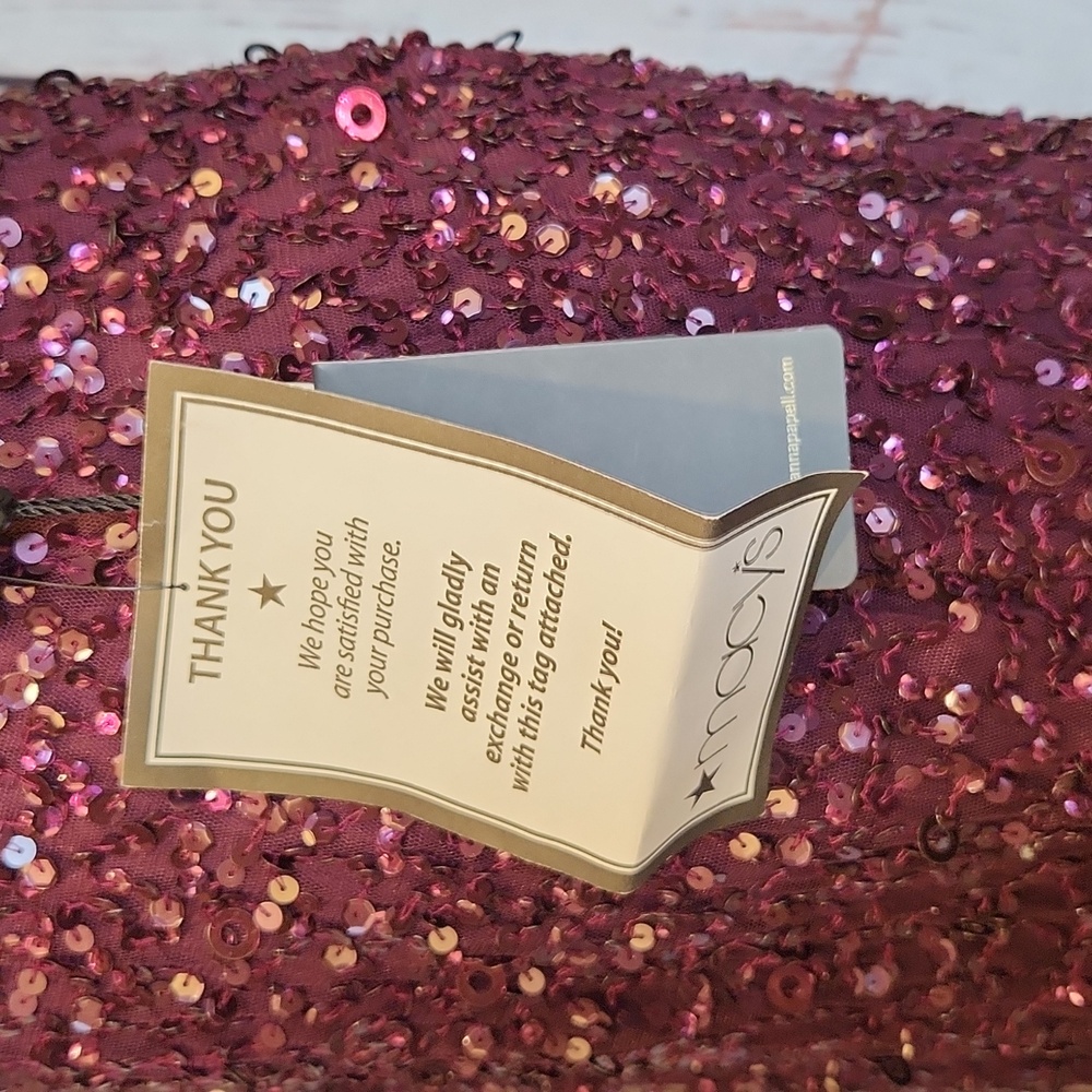 Adrianna Papell Beaded Long Blouson Dress Cassis 8 NWT - Picture 7 of 16